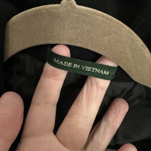 LAUREN RALPH LAUREN car coat outerwear cashmere wool blend quilted black 46R - Picture 14 of 14